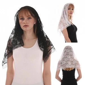 1Pcs Women Vintage Inspired Lace Chapel Veils Mass Head Covering Scarf Veils - Picture 1 of 14