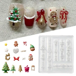 Moldes de silicona para arte de uñas de Navidad - Molde para decoraciones de arte en uñas hágalo usted mismo∇ Silicona S6C9 - Imagen 1 de 31