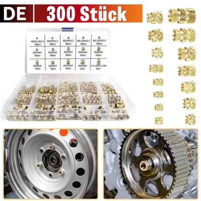 300 Stk Gewindeeinsatz M2 M2,5 M3 M4 M5 M6 Einpressmutter Messing Gewindebuchse - Bild 1 von 4