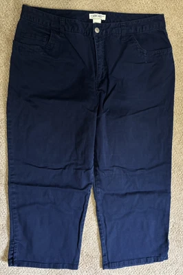 Pantalones capri de mezclilla azul marino elásticos de algodón calce relajado Cherokee para mujer talla 14 Foto 1 de 4