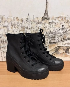 Botas para mujer Converse Chuck 70 De Luxe de cuero con tacón en negro. Talla 8. Nuevo. - Imagen 1 de 19