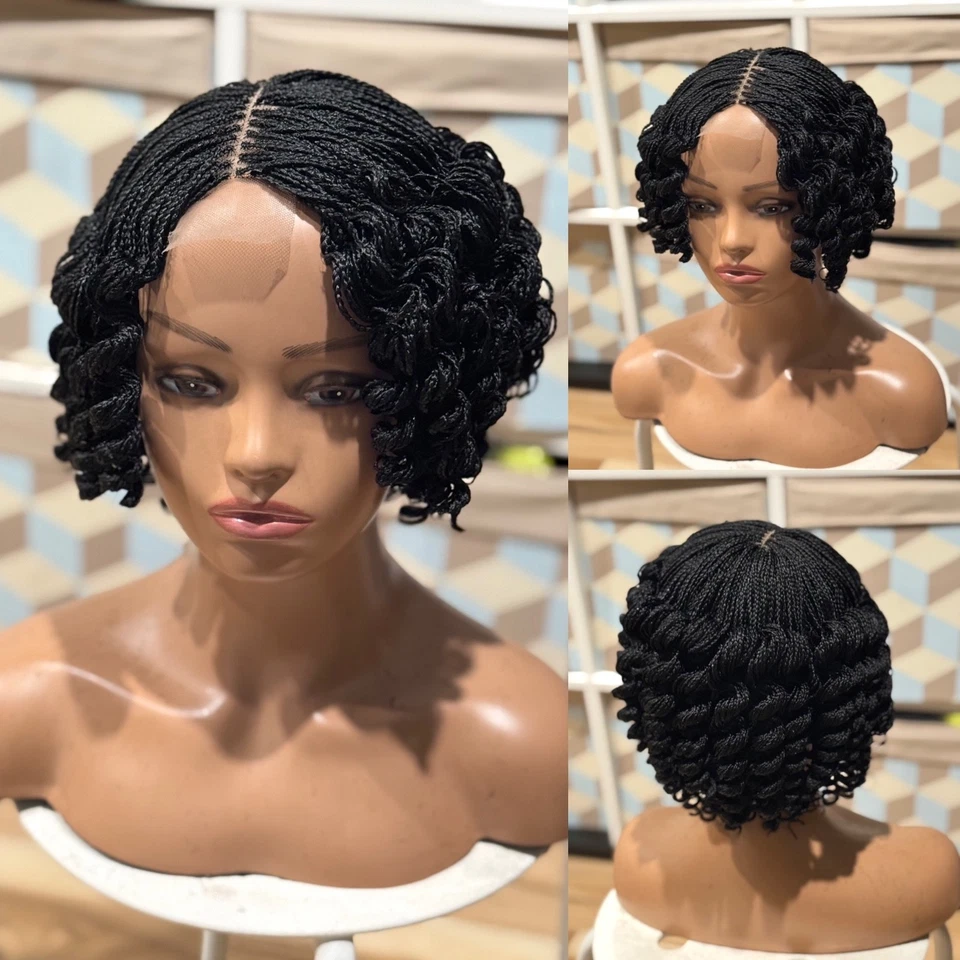 Peluca trenzada: hermosa peluca rizada micro torcida trenzada hecha a mano. Hecho en cierre 2X4 Foto 1 de 4