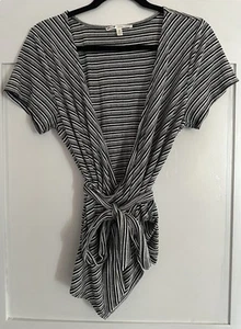 7 For All Mankind Pima Cotton Short Sleeve Wrap Around Tie Shirt Top Sz Large - Picture 1 of 6