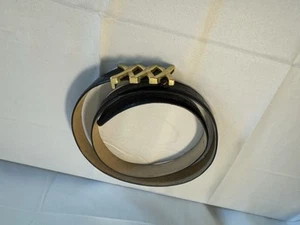 Amiee Lynn Belt "XXX" buckle Alligator Croc Print Leather Backing Black - Picture 1 of 10