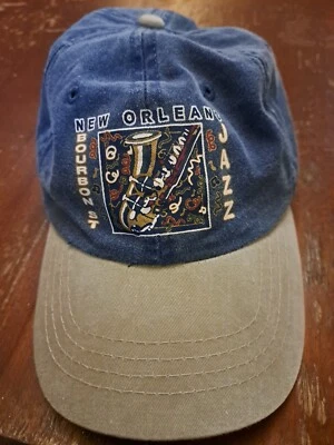 帽子/帽子 全新 ORLEANS JAZZ BOURBON Street 背带 蓝色牛仔 KHAKI COBRA 帽子 — 第 1/4 张图片