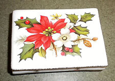 Flambro Christmas Rose Rectangle Trinket Gift Jewelry Box Bone China Taiwan #1