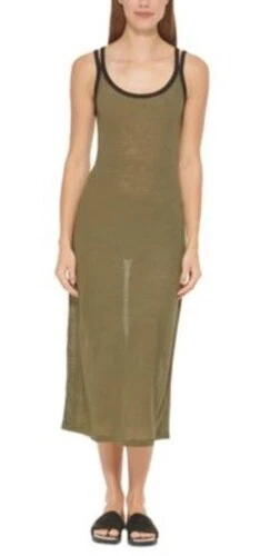 DKNY Women's Double-Strap Dress Cover-Up Swimwear (Moss Large)
