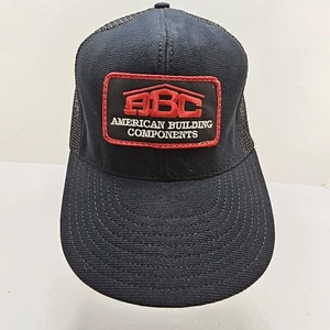Vintage ABC American Building Components Hat Trucker Snapback Mesh Cap Black USA - Picture 1 of 11