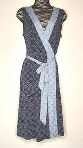 Motherhood Women’s Maternity Dress M Navy Blue Print Bodycon Faux Wrap - Picture 1 of 5
