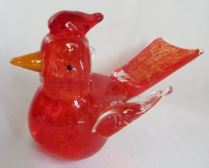 MURANO GLASS LARGE RUBY RED BIRD CARDINAL WITH YELLOW BEAK PAPERWEIGHT - Picture 1 of 4