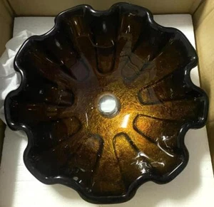 VIGO Bathroom Vessel Sink Counter top Basin Bowl Glass Ruffle NEW - Picture 1 of 6