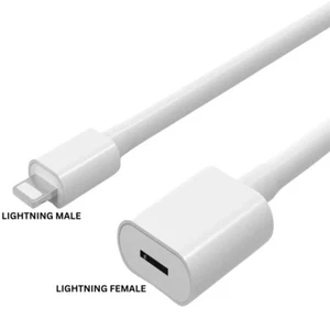Male to Female iphone Charger Extension Cable ipad Extender Dock Cord Adapter - Picture 1 of 14