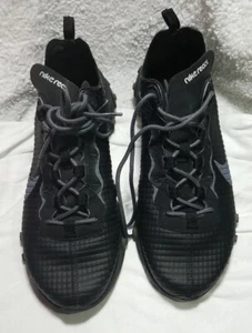 NIKE REACT ELEMENT 55 PREMIUM  QUILTED GRID BLACK GREY SIZE 10.5 - Picture 1 of 22
