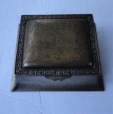 Antique La Tausca Metal Pearl Holder Lidded Box Filigree Designs
