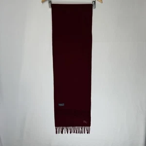 Burberry's of London Vintage Plain Scarf 100% Lambswool Burgundy Maroon Unisex - Picture 1 of 6