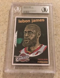 Tarjeta de boceto artístico original de LeBron James Cavaliers Nike Beckett BAS verdadera 1/1 - Imagen 1 de 2