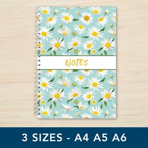 Handmade Daisies Spiral Notebook A4 A5 A6 | Lined Plain | Floral Notepad Journal - Picture 1 of 15
