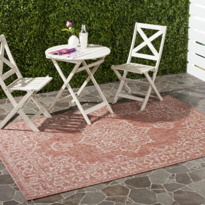 SAFAVIEH Outdoor CY8481-36521 Courtyard Terracotta / Beige Rug - Image 1 of 4