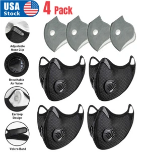 4PCS Activated Carbon Air Purifying Face Mask Cycling Reusable Filter Haze Valve - Picture 1 of 12