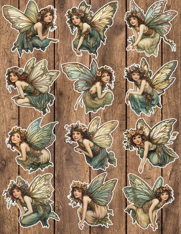 Juego de pegatinas de vinilo troqueladas de hadas vintage álbum de recortes computadora portátil botella de agua  Foto 1 de 1