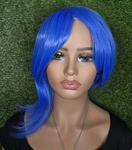 Blue Cosplay Wig Adult Short Straight 135 - Picture 1 of 4