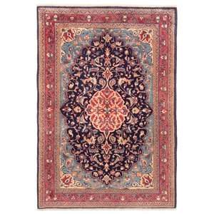 Alfombra persa anudada a mano Sarough 152x105 cm Orient Wolle Carpet Rug azul - Imagen 1 de 13