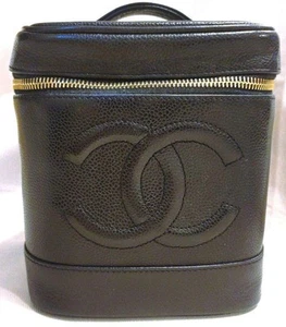 CHANEL Vanity Handbag Cosmetic Pouch Caviar Leather Gold Hardware Women's used - Picture 1 of 12