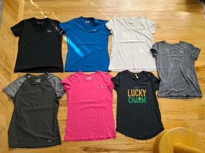 Under Armour Shirt Women's Lot of 7 SMALL Tee Tank HeatGear Running Athletic - Image 1 of 4