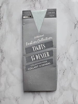 Vintage St Michael Fashion Collection Tights - 15 Denier - Aqua 80s 90s - Image 1 of 4