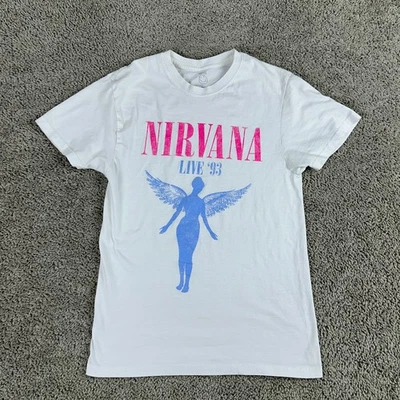 Camisa Nirvana Para Hombre Mediana En Útero Blanca Azul Rosa Viva 1993 Grunge Informal Foto 1 de 4