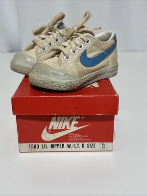 耐克 Lil Nipper(复古)跑步鞋 Tot 尺码 3 尼龙皮革 1983 带盒 — 第 1/4 张图片