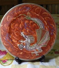 Hand Painted Dragon Plate (Orange)