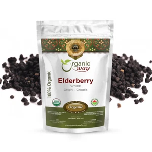 Organic Way Dried Elderberry Whole - Organic, Kosher & USDA Certified - Picture 1 of 12