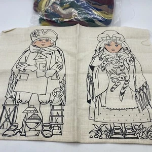 Colonial Twins Embroidery Kit Boy Girl Stuffed Dolls Picture 1976 Thread Pattern - Picture 1 of 11