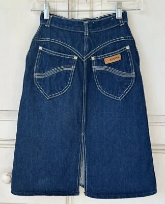Vintage 1980s GITANO Denim Jean Skirt Back Slit Juniors Sz 3 - Image 1 of 4