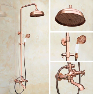 Antique Copper Rain Bathroom Rainfall Shower Faucet Set Bathtub Mixer Tap 2rg514 - Image 1 of 4