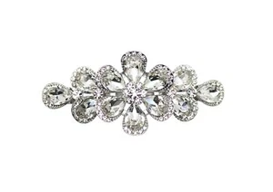 Gorgeous Clear Rhinestone Crystal Floral Hair Barrette Clip - Picture 1 of 5