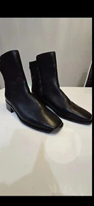 Sam Edelman Women's Thatcher Black Leather Square Toe Zip Ankle Boots Size US 9M - Picture 1 of 7