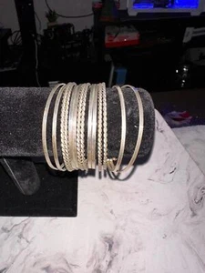 Elegant Silver Tone Split Bangle Bracelet  - Picture 1 of 2