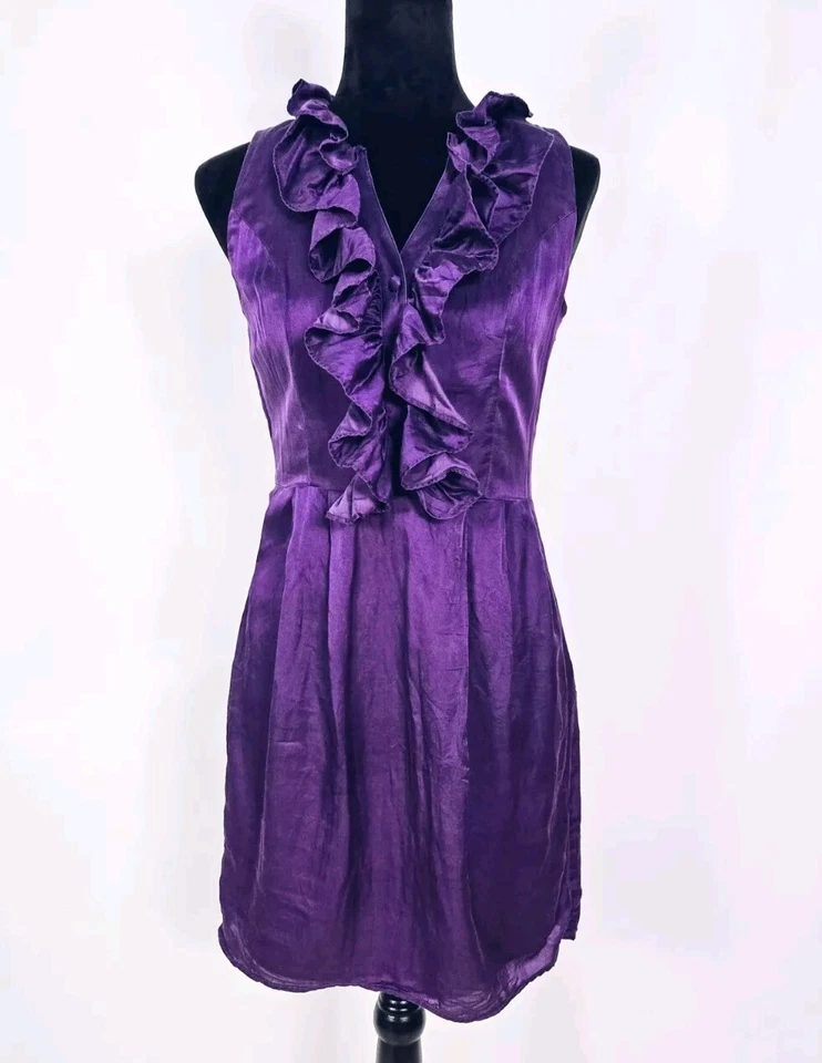 Mini Vestido Andrew Marc Royal Púrpura Mezcla Seda Foto 1 de 4