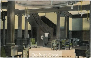 1910s Postcard MT CLEMENS MICHIGAN Lobby of the Arethusa Bath House Unposted - Picture 1 of 3
