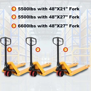 APOLLOLIFT 5500lb/6600lb Hand Manual Pallet Jack Truck with 48"X21"/48"X27" Fork - Picture 1 of 15