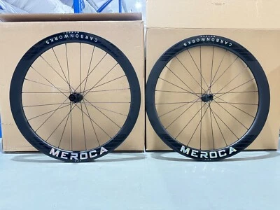 Juego de ruedas de carretera de freno de disco cubierta de carbono MEROCA 700C de 50 mm eje pasante Foto 1 de 4