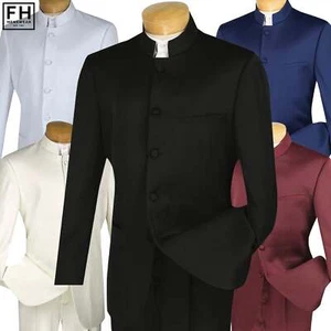 VINCI Men's 5-Button Classic-Fit Banded Collar Tuxedo - 36S-56L, 5 Colors - NEW - Picture 1 of 23