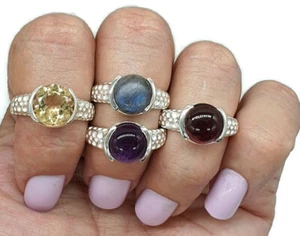 Labradorite, Amethyst, Garnet or Citrine Ring, Sterling Silver, Birthstone Ring - Picture 1 of 14