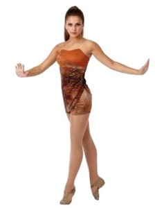 Pompeii TUNIC TOP & SHORTS Child Small Jazz Tap Dance Costume Tie Dye Copper New - Picture 1 of 4
