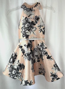 Vestido de fiesta sin mangas Zunie para niña, melocotón con floral gris, enagua de crinolina, talla 7 - Imagen 1 de 13