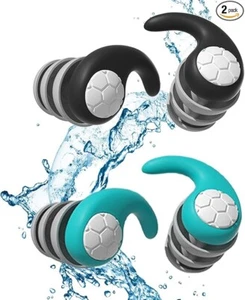 2 Pairs Waterproof Swimming Ear Plugs for Reusable Soft Silicone Swim - Picture 1 of 6