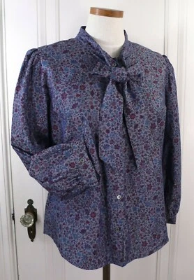 NWT J. CREW Retail $110 TIE NECK COTTON BLOUSE in LIBERTY COLUMBO FLORAL Size L - Image 1 of 3