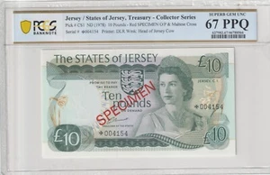 Jersey 1978 10 Pounds Certified PCGS Banknote UNC 67 PPQ Pick CS1 Specimen - Picture 1 of 2